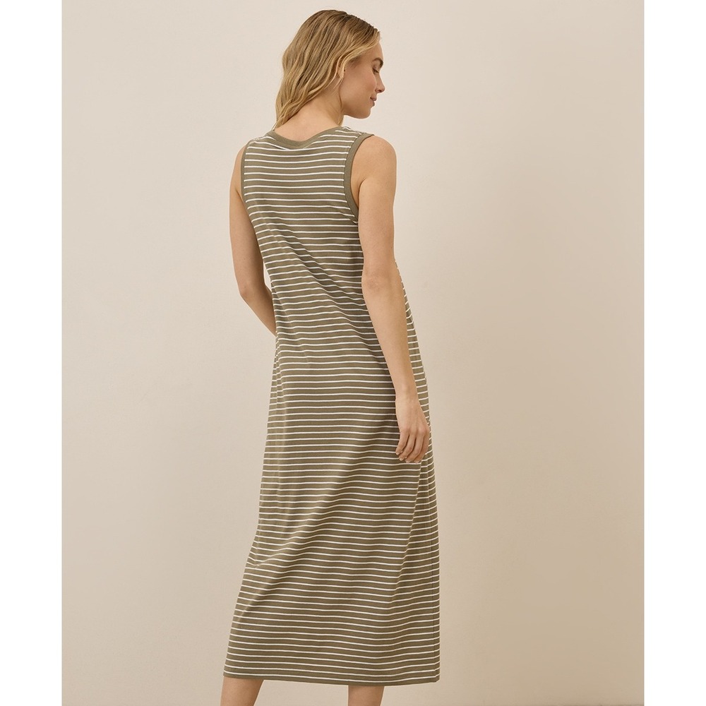 Pact‎ Women's Softspun Tank Midi Dress Coast Mesa Stripe Medium New With Tags - Picture 2 of 5